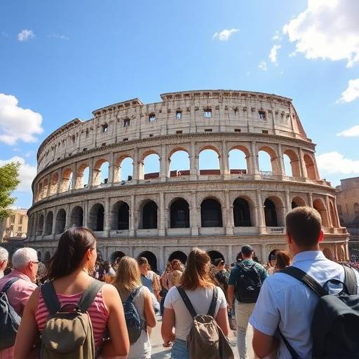 Turisti che visitano il Colosseo a Roma
