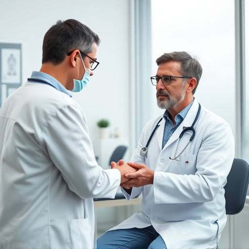 Un medico che visita un paziente in un moderno ambulatorio di Torino