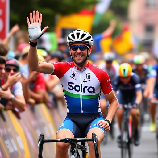 Vincenzo Nibali saluta il pubblico durante una tappa del Giro d'Italia.